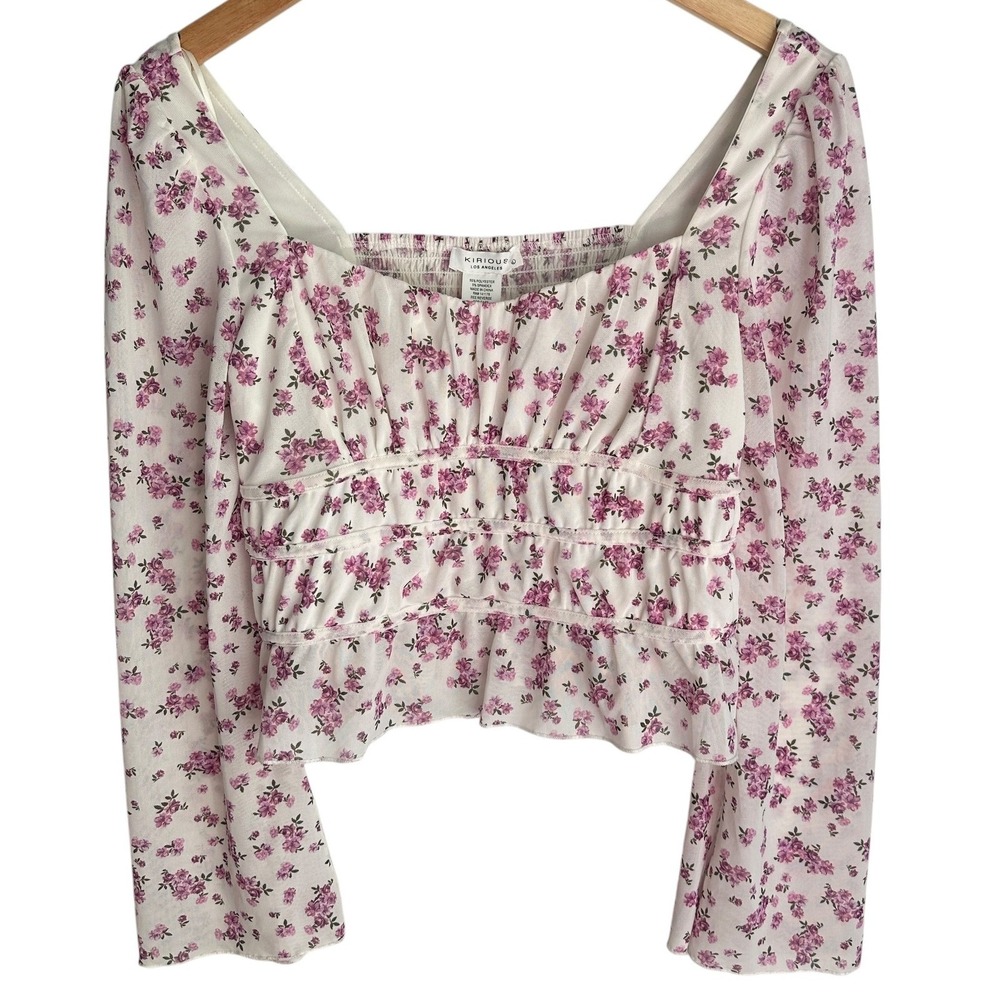 Kirious Los Floral Top Cropped Coquette Fairy Romance Cottage Boho Large - Picture 2 of 11